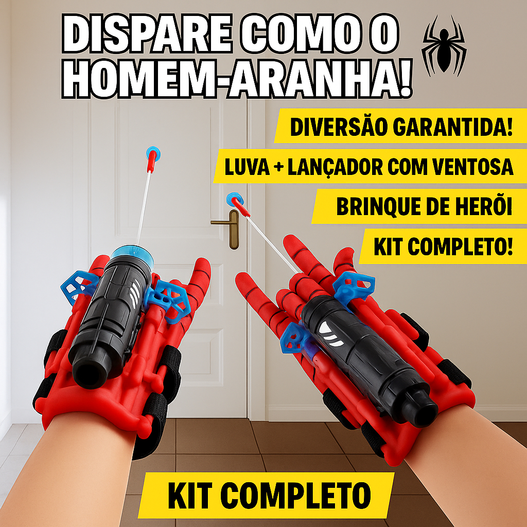 Kit até 2 Luvas Lançador Teia Homem-Aranha com Dardos Ventosa – Ação e Diversão para Crianças!