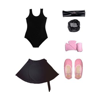 Kit Ballet Infantil Completo Preto e Rosa Com Saia de Amarrar em Oferta na Shopee