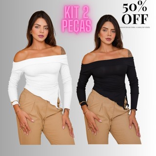 KITS 2 PEÇAS DE TOMARA CAIA HOMBRO O HOMBRO DETALLE ASIMETRICA NO LADO ISQUIERDO MANGA LONGA