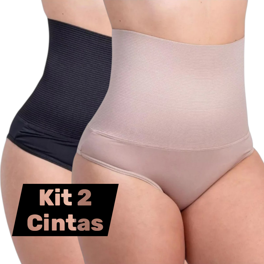 Kit 2 Calcinha Cinta Seca Barriga Modela Alta Compressão Cós Alto Afina Cintura Modela