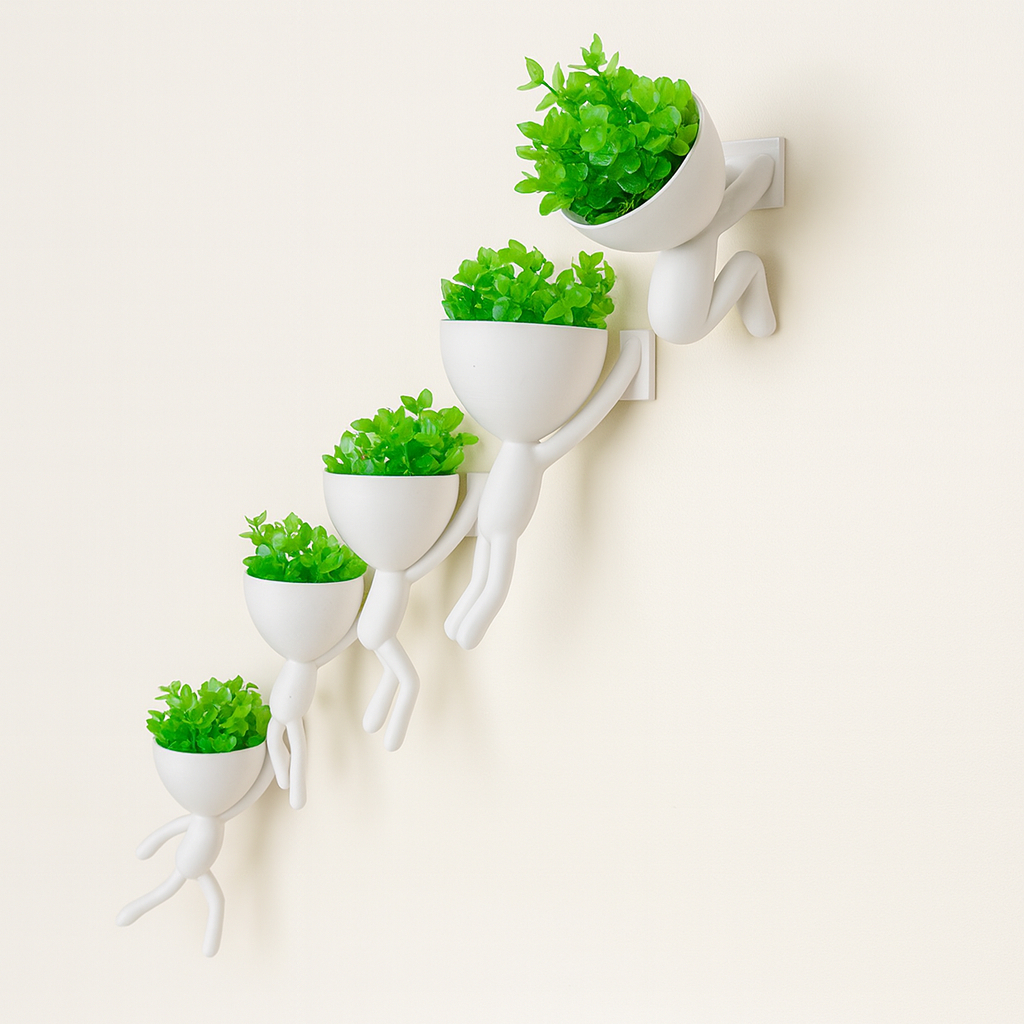 Kit 5 Vasinhos Alpinistas Decorativos para plantas artificiais suculentas de suculentas cactos folhagens