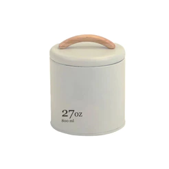 Pote mantimentos Ou 800ml Linha Sense em metal com alça em Bambu