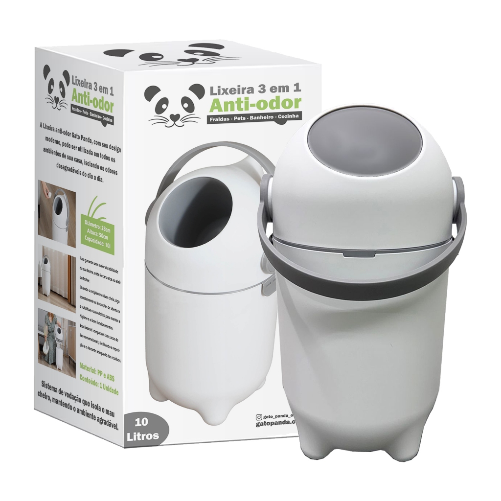 Lixeira Anti-Odor para Fraldas 10 Litros – Gato Panda
