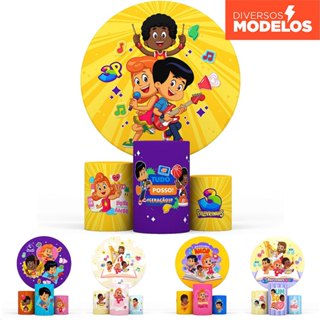 Painel Festa Redondo Infantil + Capa Cilindro Decoração 3 Palavrinhas Aniversário Sublimado- Licenciado em Oferta na Shopee