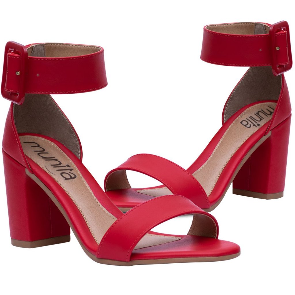 Sandália Feminina Salto Bloco Grosso Confortável Moda Moderna Lançamento