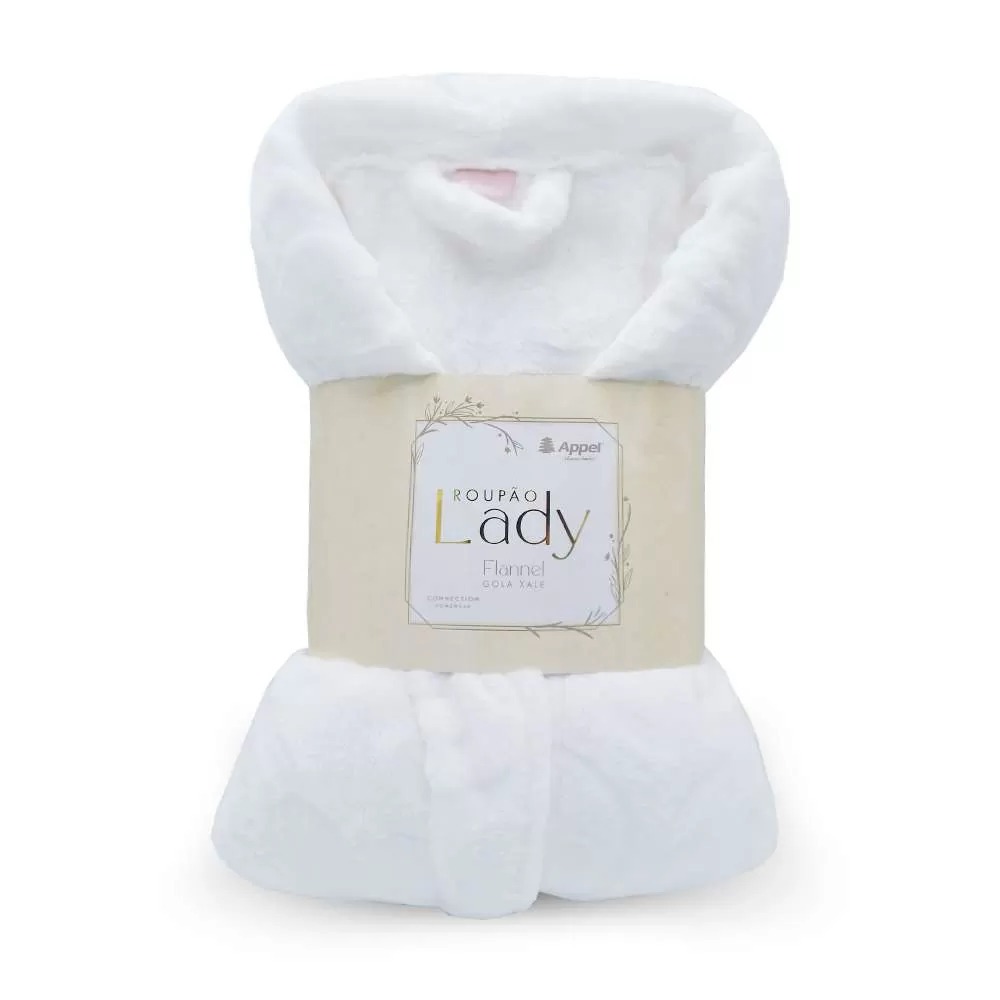 Roupao Adulto Microfibra Flannel Appel Lady Branco