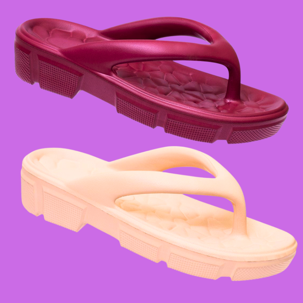 KIT 2 PARES Sandália Flatform EVA Plataforma Leve Macia Aderente Praia Caminhada Casual Confortável