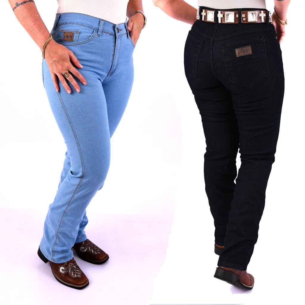 Kit 2 Calças Jeans Country Feminina Strech Work Varias Cores em Oferta na Shopee