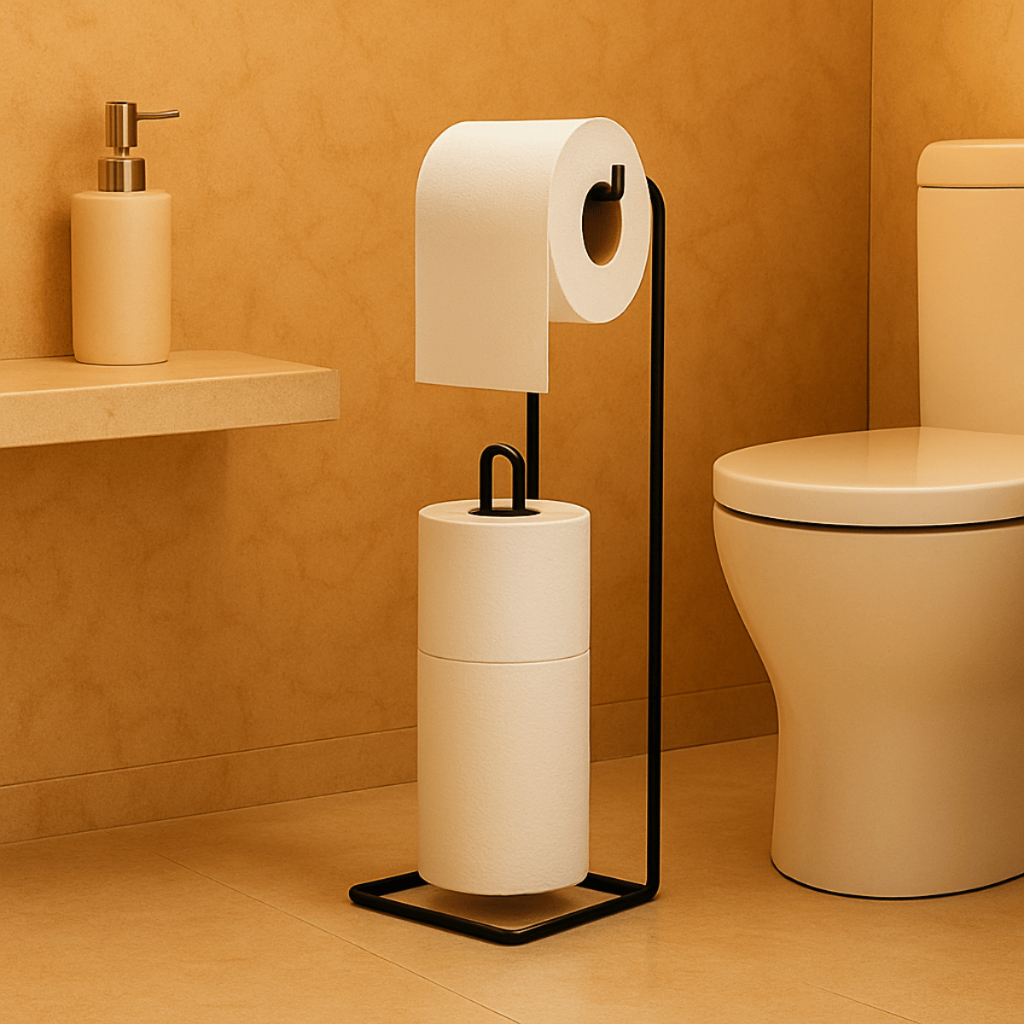 Suporte P/ Papel Higiênico Porta 3 Rolos de Papel Higiênico Chão Banheiro Aramado Preto Organização em Oferta na Shopee