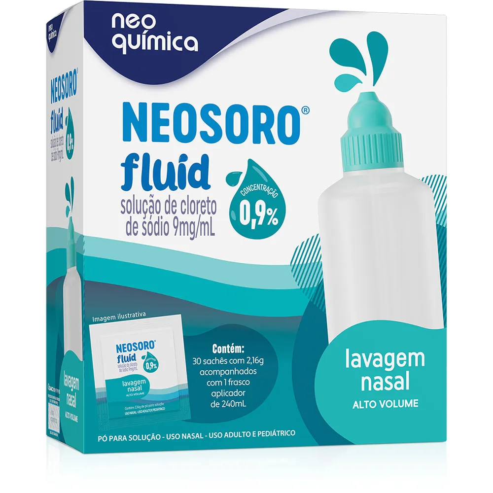 Descongestionante Nasal Neosoro Fluid Alto Volume 0,9% 30 sachês + Frasco 240ml