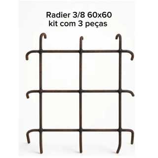 Radier Sapata de vergalhão ferro aço 3/8 (10mm) 60x60 kit com 3 peças