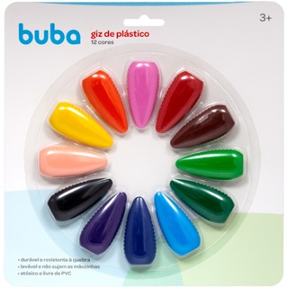 Giz de Cera Infantil Não Quebra 12 Cores Buba Colorir Desenho Bebê Menino Menina em Oferta na Shopee