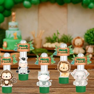50 Apliques Para Tubete Festa Infantil - Tema Safari, Tubetes, Caixinhas Acrilicas, Aplique Safari . em Oferta na Shopee