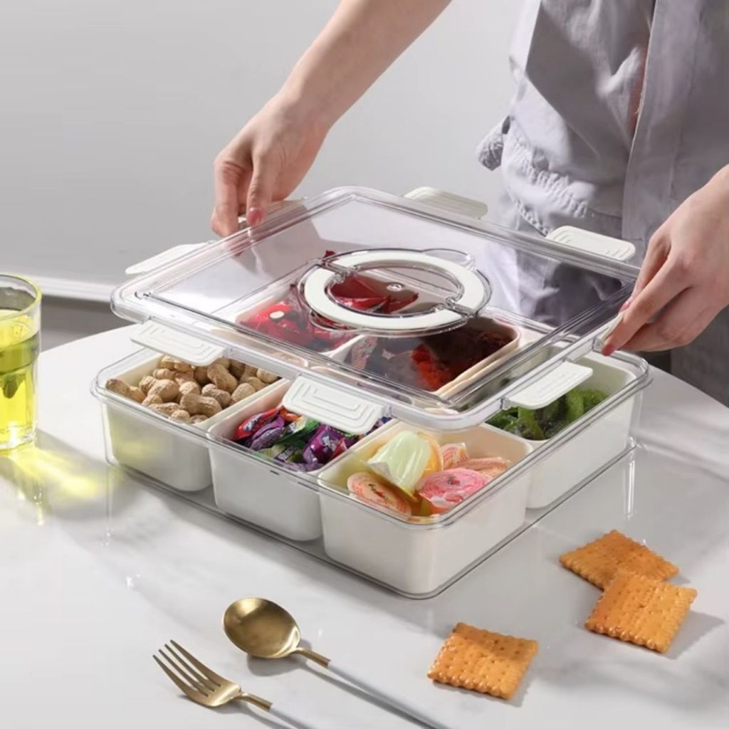 Organizador Alimentos Para Geladeira Hermético Armazenar Com 6 Repartições