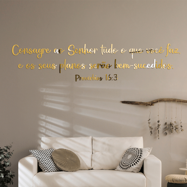 Frases Decorativas em Acrílico Espelhado para Paredes e Espelhos Religião Aqui tem Deus Era uma vez