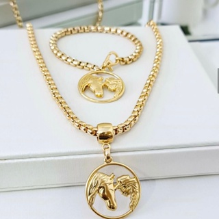 KIT Colar Choker +Pulseira Elo Portugues Cavalo Mulher Peoa Folheado Ouro Banhado 18k em Oferta na Shopee
