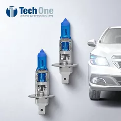 KIT 2 Lâmpadas H1 12V 55W Super Branca Automotiva Farol e Milha TECH ONE