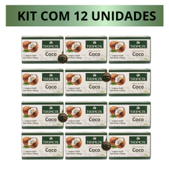 Kit 12 Sabonete em Barra de Coco Pele Macia e Suave e Hidratada