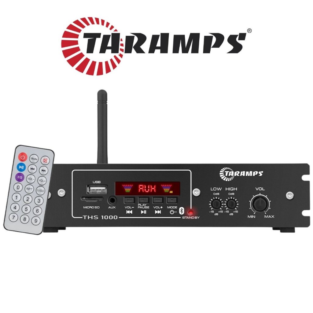Receiver Amplificador Taramps 63W Potencia Profissional Bluetooth Usb Pendrive Sd p/ Caixa Som Acustica Ambiente