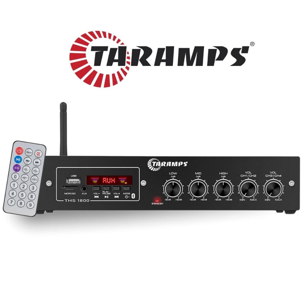 Receiver Amplificador Taramps 80W Potencia Profissional Bluetooth Usb Pendrive Sd p/ Caixa Som Acustica Ambiente