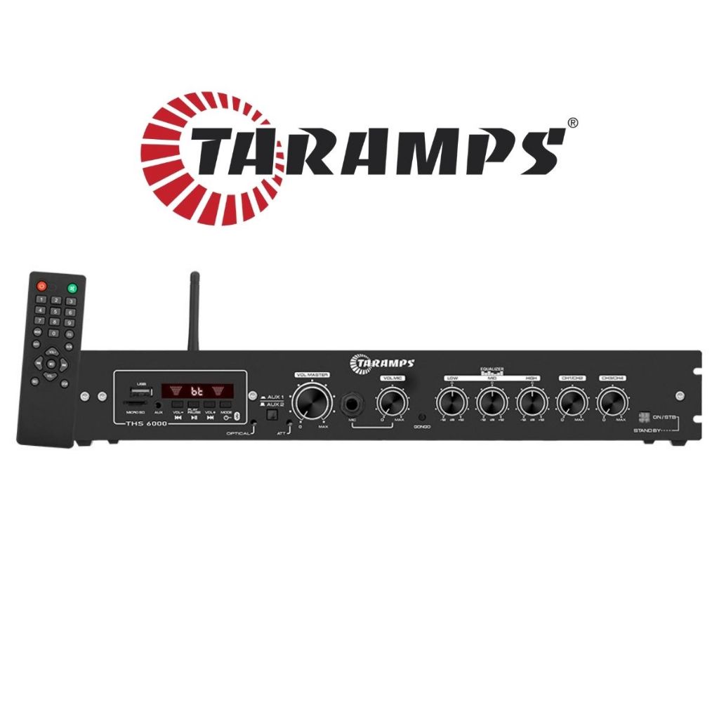 Receiver Amplificador Taramps 400W Potencia Profissional Bluetooth Usb Pendrive Sd p/ Caixa Som Acustica Ambiente