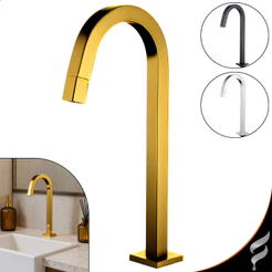 Torneira Pia Banheiro Lavatório Inox Metal Alta Mesa Bancada Luxo Dourada Cromada Preta Quadrada Boa