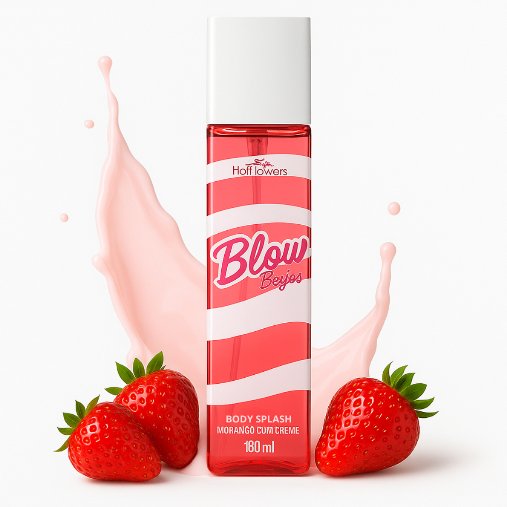 Body Splash Blow Girl 180ml · Original Feminino Doce Beijos · Morango com Creme · HotFlowers · Alta Fixação · Lançamento