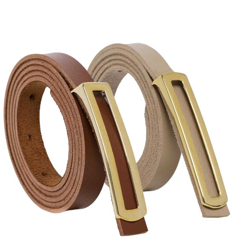 Kit 2 Cinto Feminino Elegante Retangular Fino Fivela Dourada
