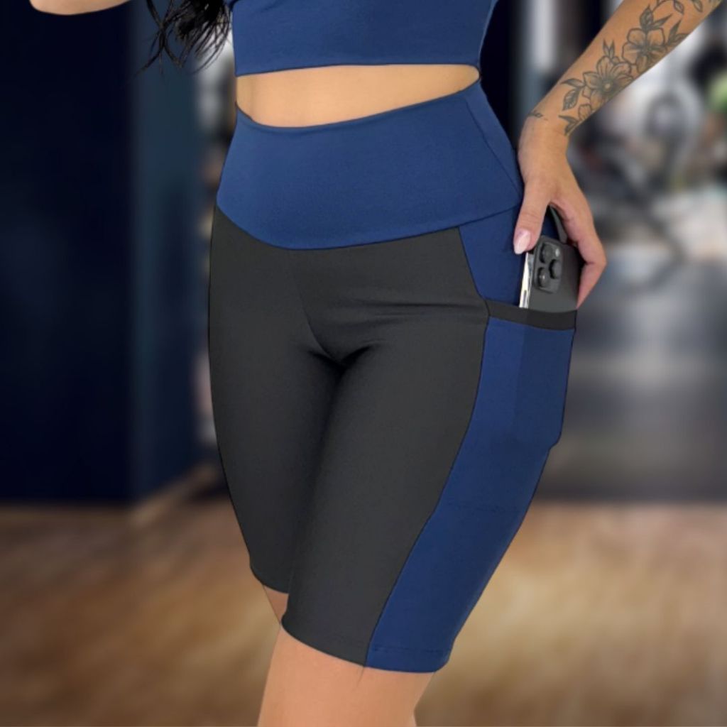 Bermuda Fitness Feminina COM BOLSO Cintura Alta Corrida Crossfit Academia Treino Caminhada Conforto em Oferta na Shopee