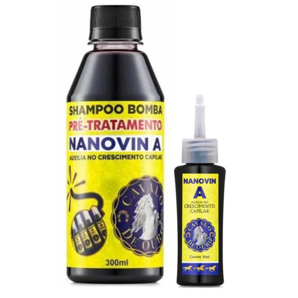 Nanovin A Cavalo De Ouro Crescimento Capilar Shampoo Bomba 300ml e Tonico 30ml