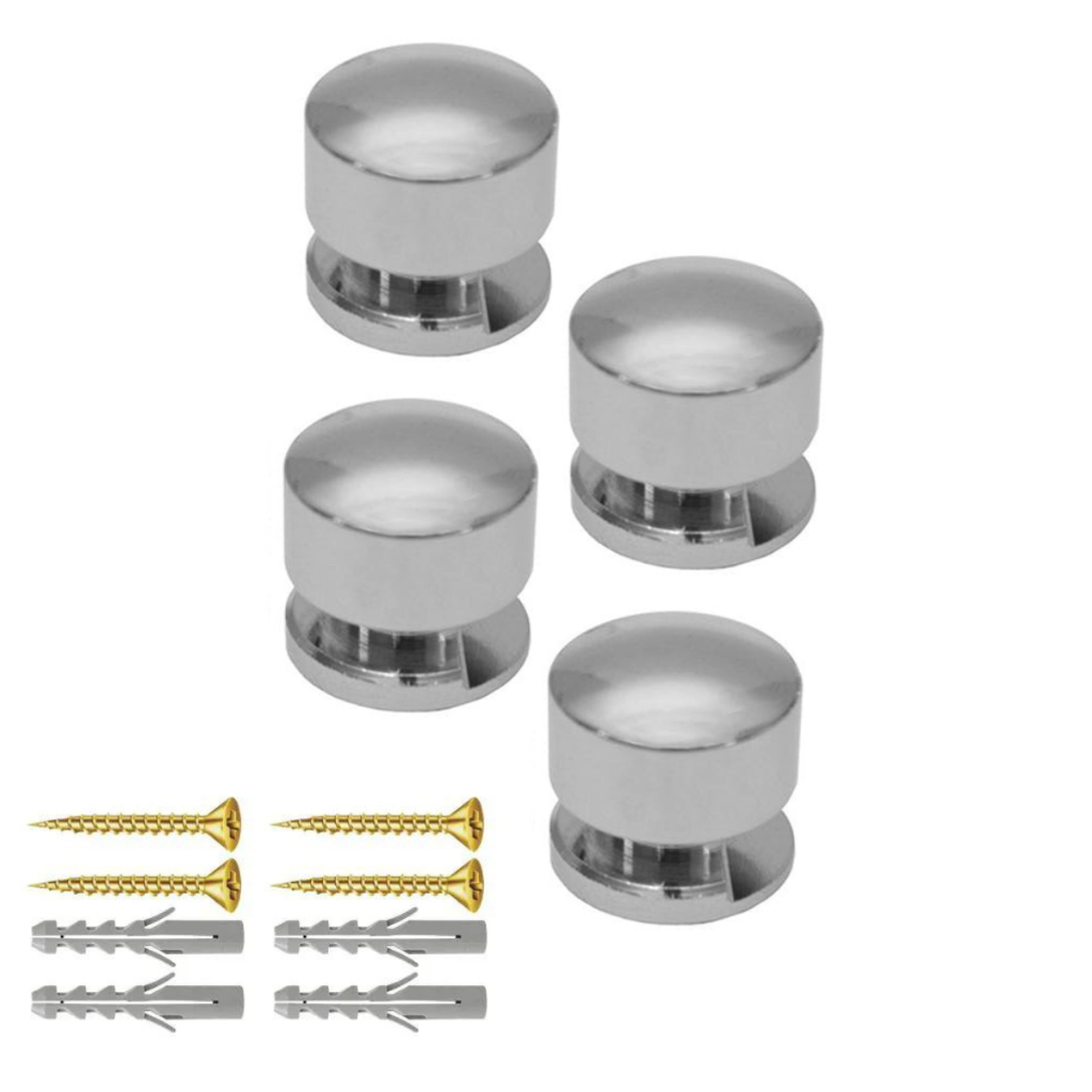Kit Com 4 Botão Francês Fixação Do Vidro + Parafusos Buchas