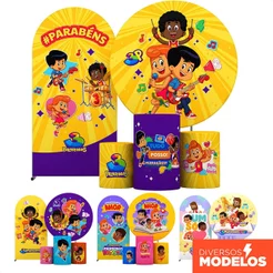 Kit Painel de Festa 3 Palavrinhas + Capa Cilindro Decoração Aniversário Infantil - Licenciado