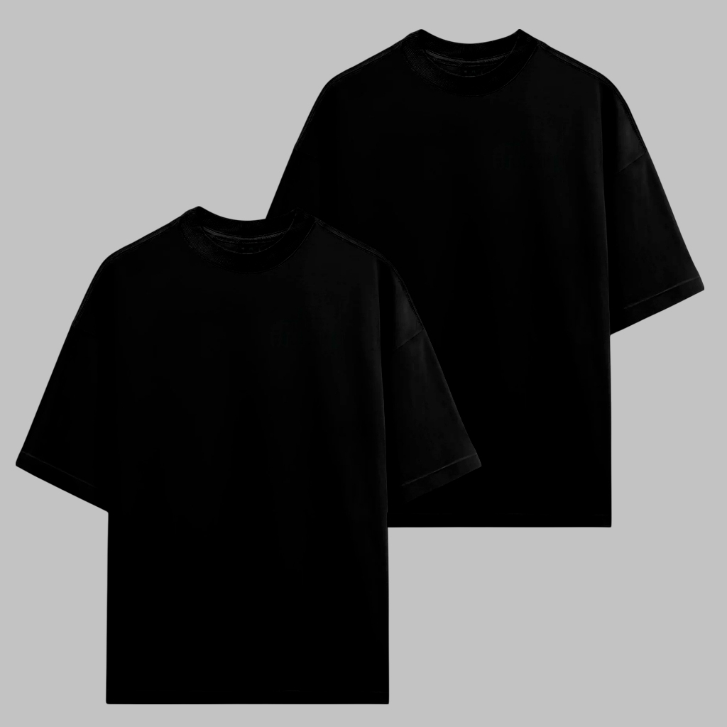 Kit 2 Camiseta Oversized Masculina Premium Gola Grossa Streetwear 100% Algodão Lisa Basica Caimento