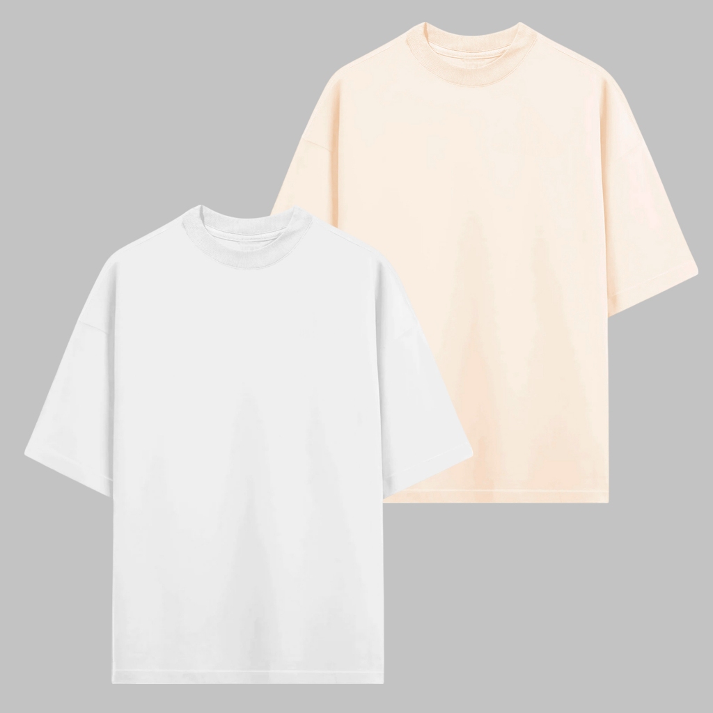 Kit 2 Camiseta Oversized Masculina Premium Gola Grossa Streetwear 100% Algodão Lisa Basica Caimento
