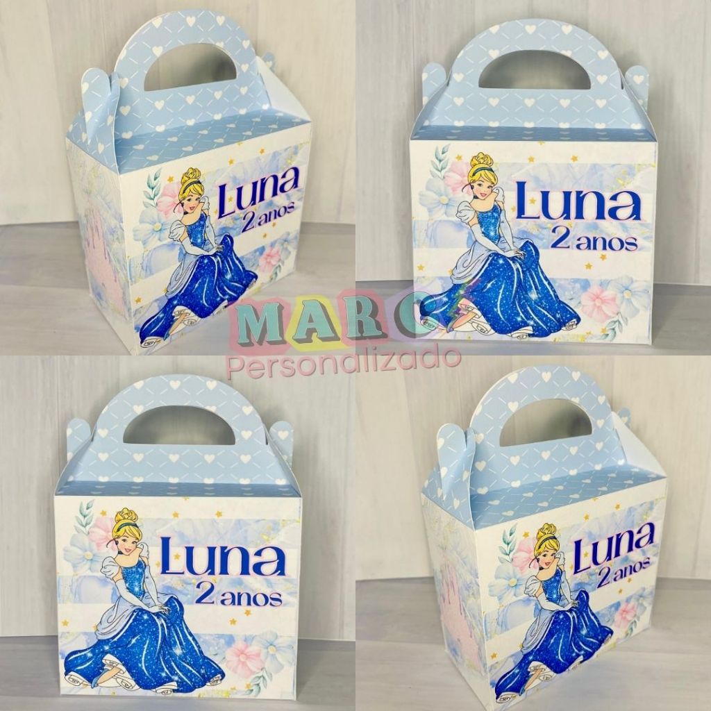Caixa Maleta/Sacolinha Surpresa Personalizada| Lembrancinha Festa Infantil | Tema Cinderela PEGUE E MONTE