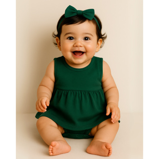 Vestido Body Infantil Bebê Verde Musgo 100% Algodão Malha Natal em Oferta na Shopee
