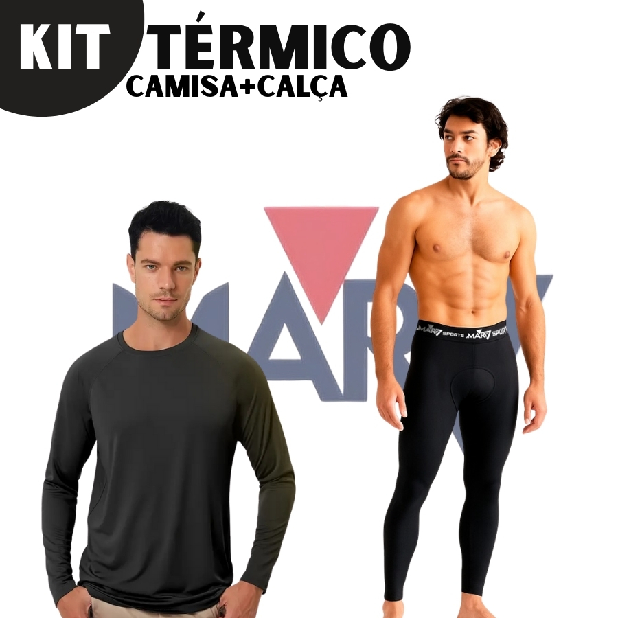 Kit Roupa Térmica Esportiva  Camisa + Calça Segunda Pele ideal para Treino no Frio Corrida, Trilha, Academia proteção UV
