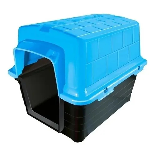 Casinha Cachorro Furacão Pet N2 Azul Casa Cama Cães Pequena Plástico Resistente Desmontável Abrigo