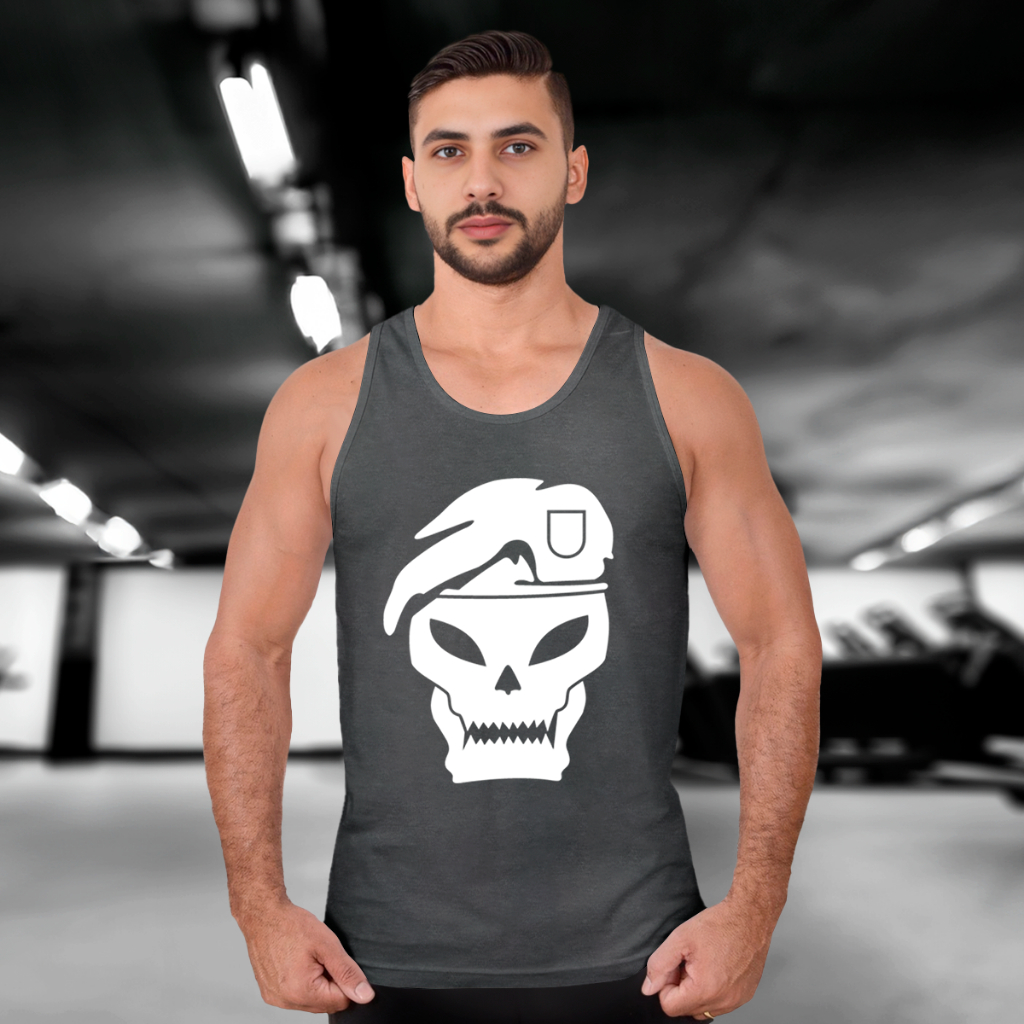 Camiseta Regata CAVEIRA PM BR   Camisa Masculina Academia 100% Algodão jbs