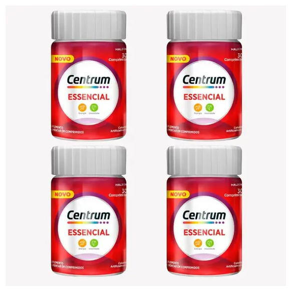 Kit Centrum Essencial Com 4 Potes De 30 Comprimidos Cada em Oferta na Shopee