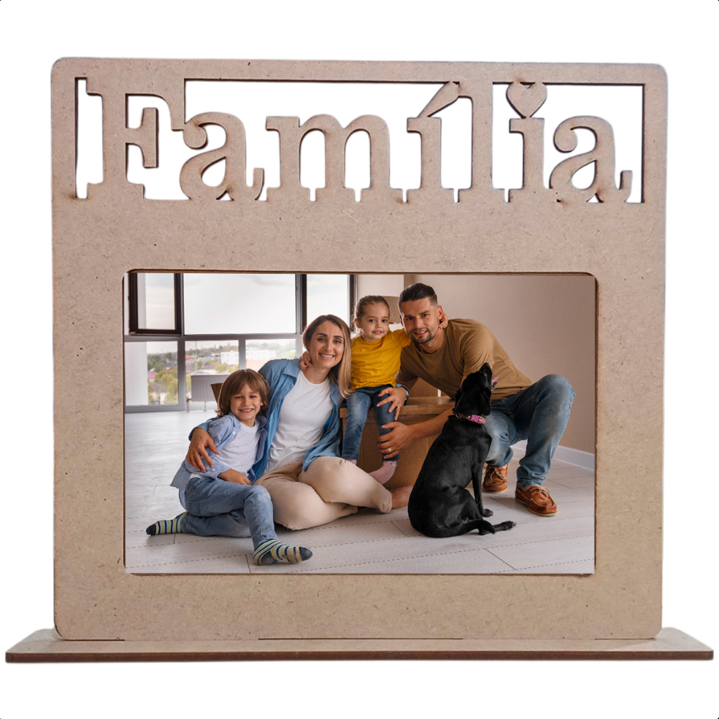 Kit 30 Porta-Retrato Família MDF Cru Horizontal Foto 10x15