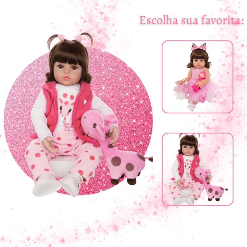 Boneca Bebê Reborn Realista de Silicone Original Luxo Girafinha Pode Dar — foto 7