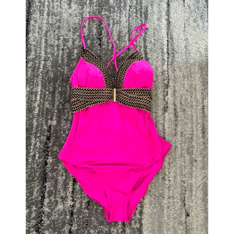 Body Maiô Bloco de Cor Pink Neon para Verão