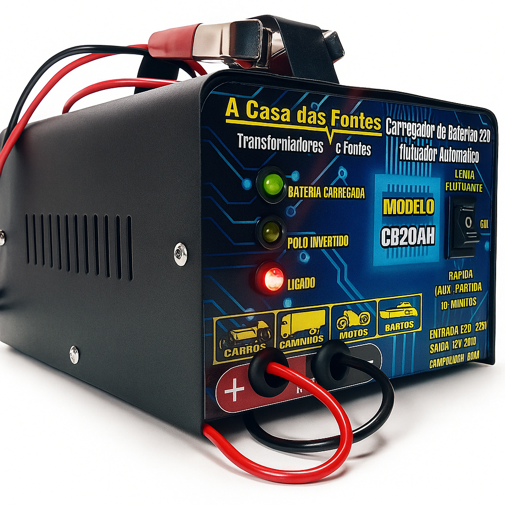 Super Carregador de bateria 12v 20h para carro , moto, barco e caminhã em Oferta na Shopee