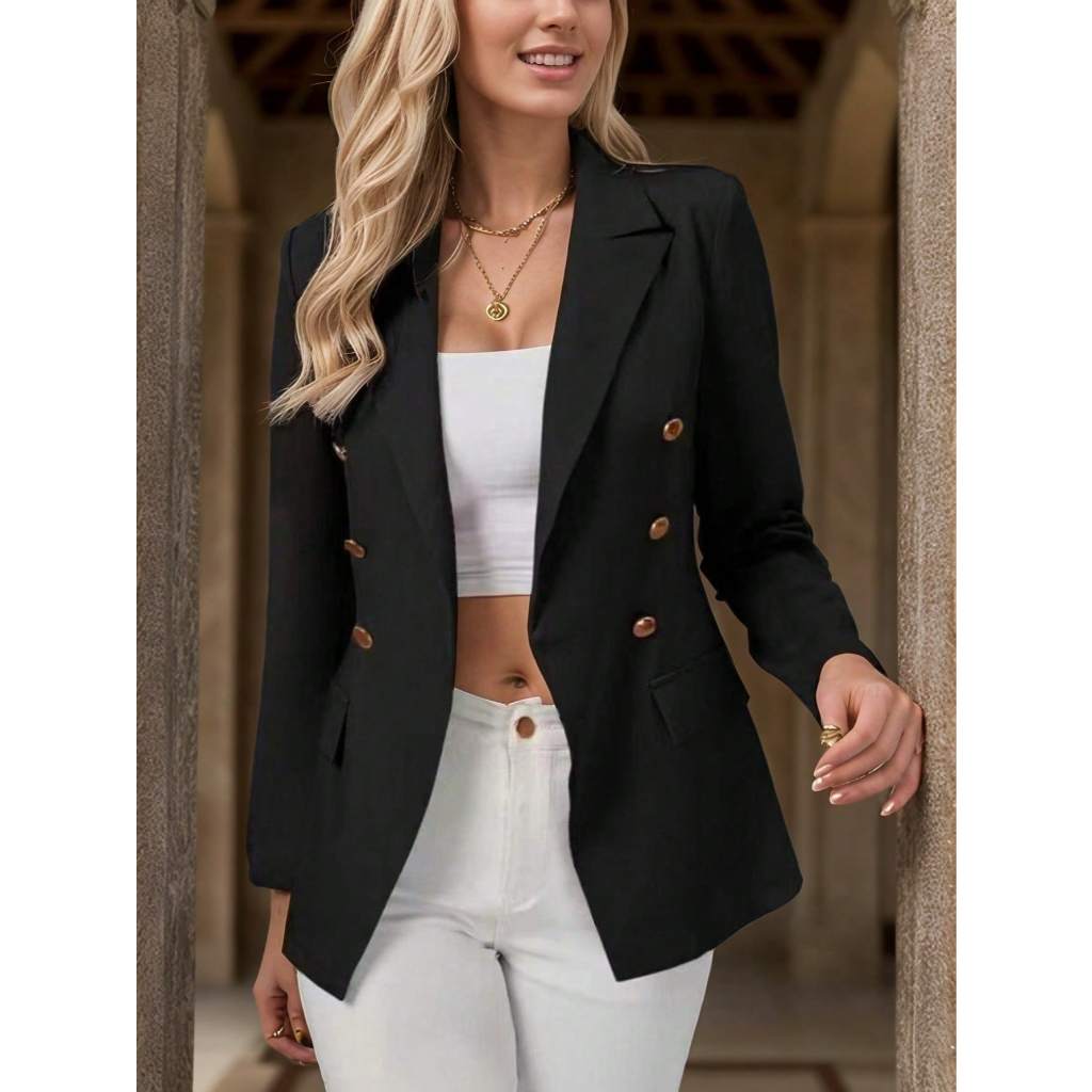 steve store moda feminina blazer alfaiataria com botoes feminina elegante terno social em Oferta na Shopee