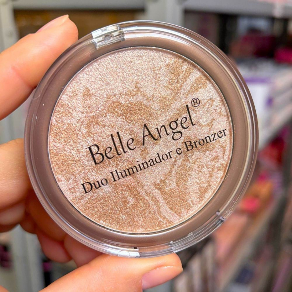 Iluminador e Bronzer Duo Belle Angel B025 – Contorno, Efeito Matte e Iluminação para Rosto, Compacto em Oferta na Shopee
