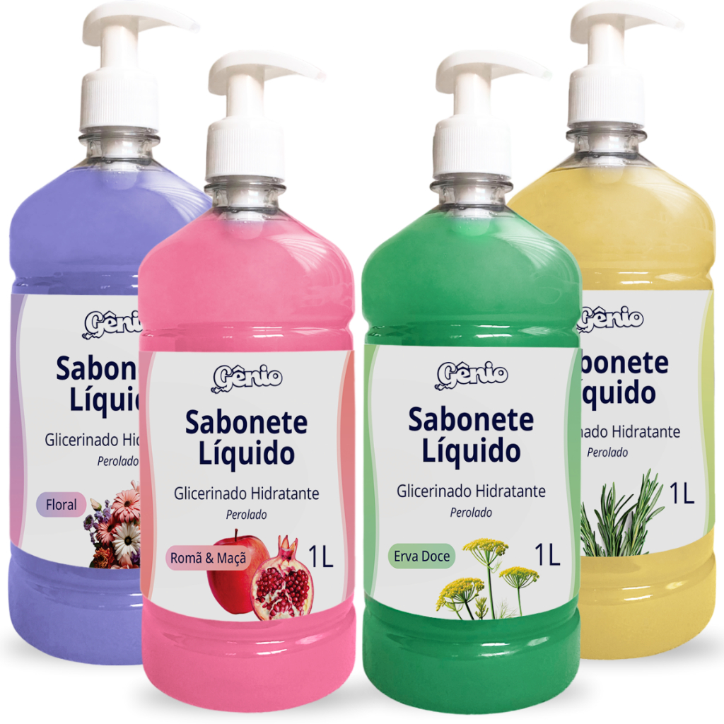 Sabonete Liquido 1 Litro - 2 unidades C/ Hidratante + Válvula Pump -  Erva Doce, Romã Com Maçã, Alecrim, Floral, Neutro