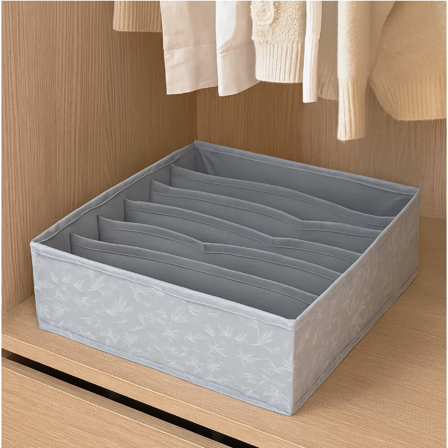 Organizador Gaveta Plástico 8 Divisórias Cinza Organizador Armário Roupa Utilidades