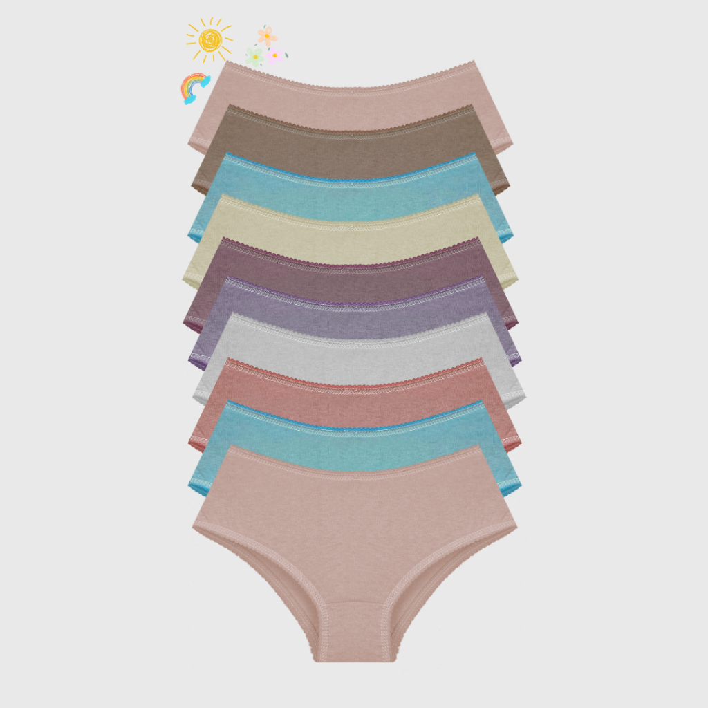 Kit 10 Calcinhas Infantil 100% Algodão Tradicional Confortáveis e Básicas Cores Sortidas Premium