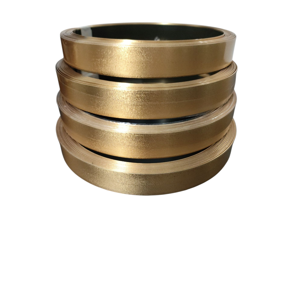 Fita Decorativa Plástica Efeito Metalizado Dourada Rajada (2,0cm x 5mts) Não é auto colante*